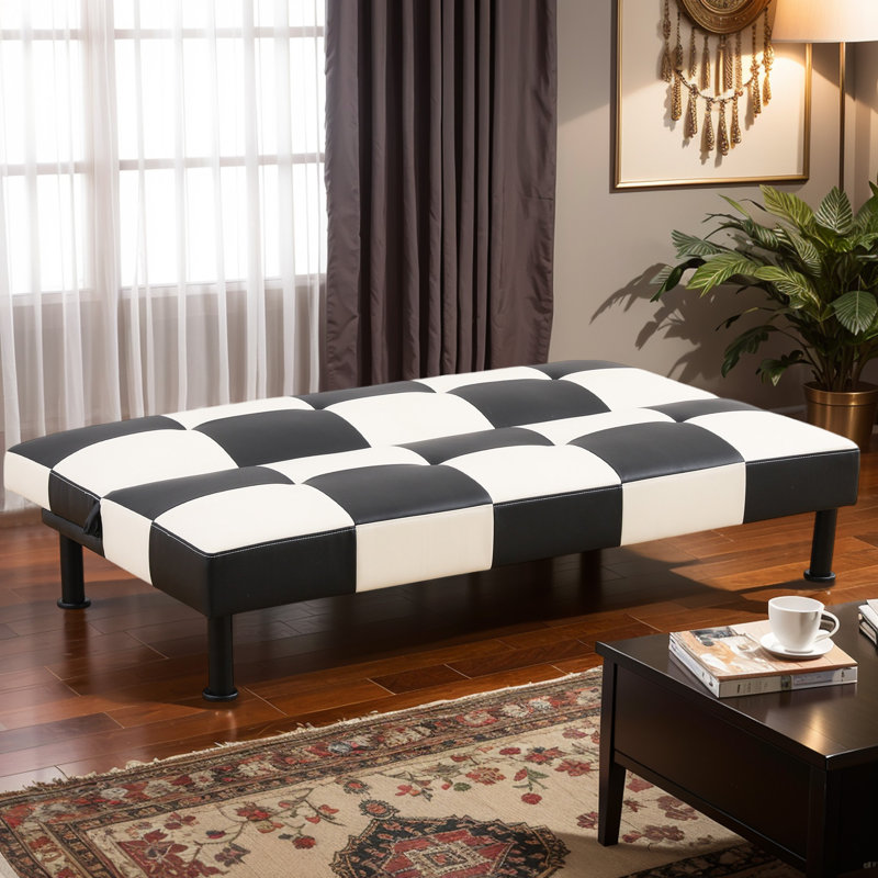 Canapé-lit en similicuir avec dossier réglable, canapé-lit convertible pour petits espaces, canapé-lit moderne d'une capacité de 300 lb, facile à nettoyer, bureau et chambre à coucher