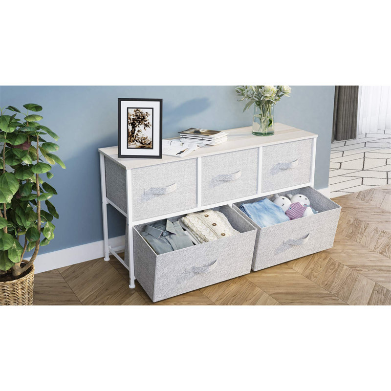 Talamantes 100cm W 5 - Drawer Chest of Drawers, Light Grey