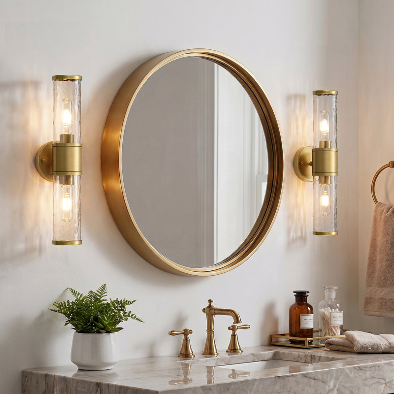 Dimmable Wall Light ,Gold Wall Sconce with Glass Shade