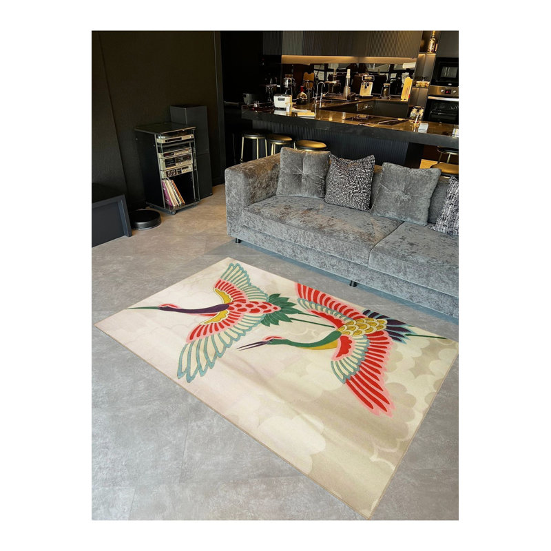 Tapis lavable décoratif moderne à motif tissé à motif de nuages et de nuages multicolores