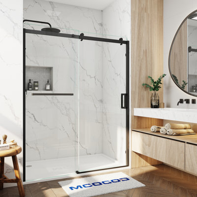Poignée de porte de douche carrée 6 po - Plaque de tirage en acier inoxydable à double face pour verre épais de 1/4 po à 1/2 po