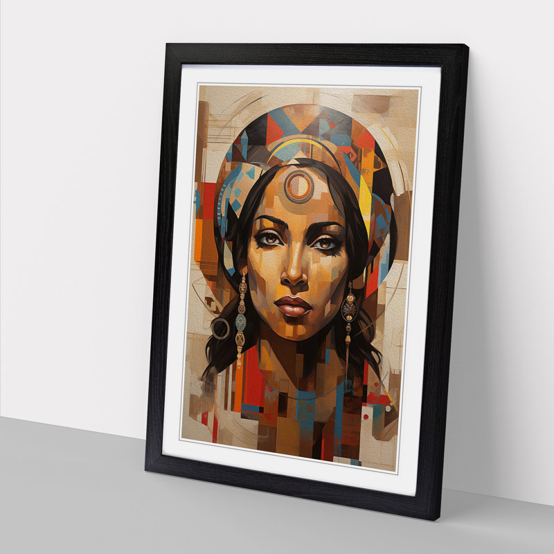 Indian Woman Dadaism - Framed Print, 64cm H x 46cm W x 2cm D, Black 
