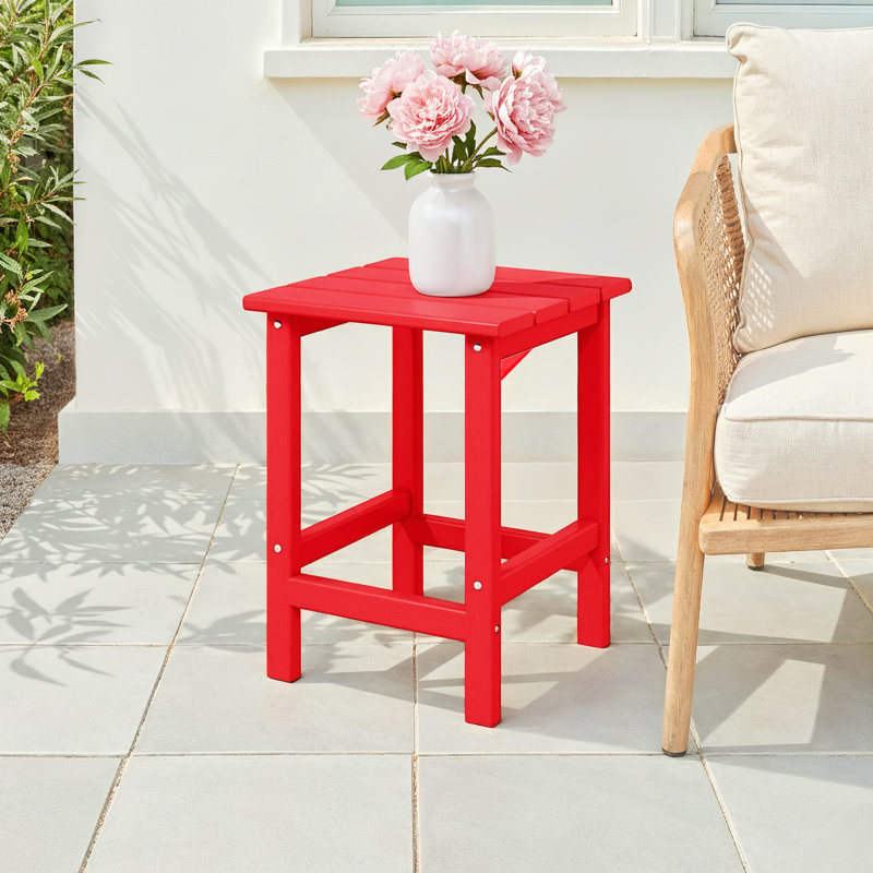 Laguna All Weather Adirondack Outdoor HDPE Side Table, Red