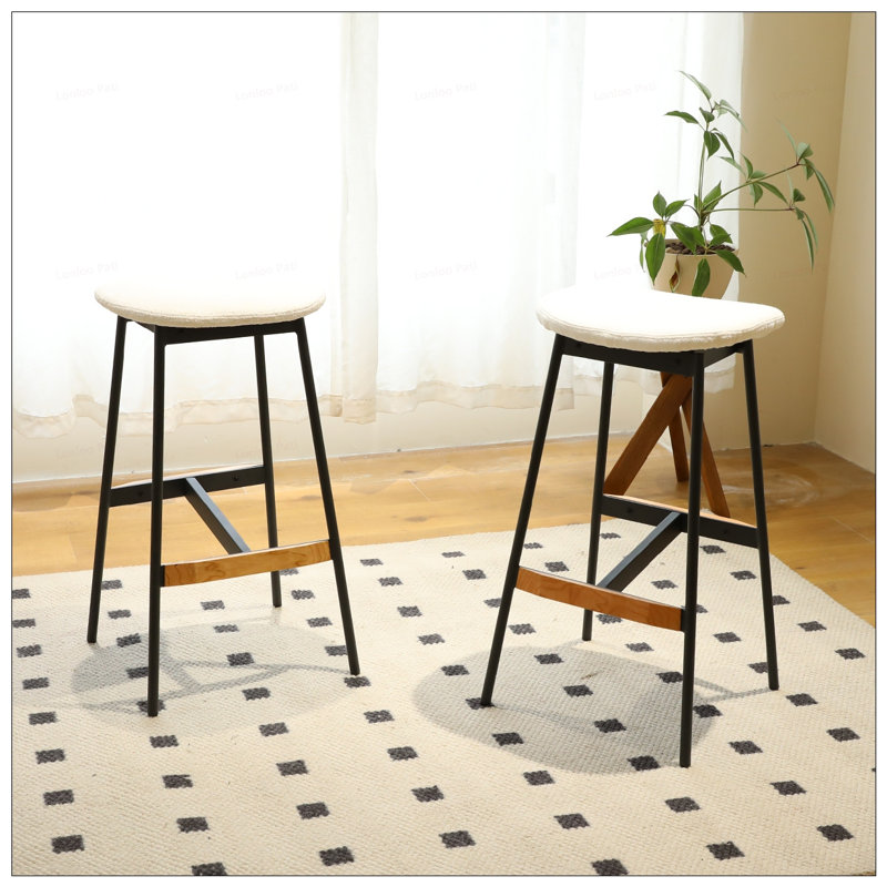 2 tabourets de bar 25 po à pieds en métal, Tabouret de comptoir (siège d'une hauteur de 25 p