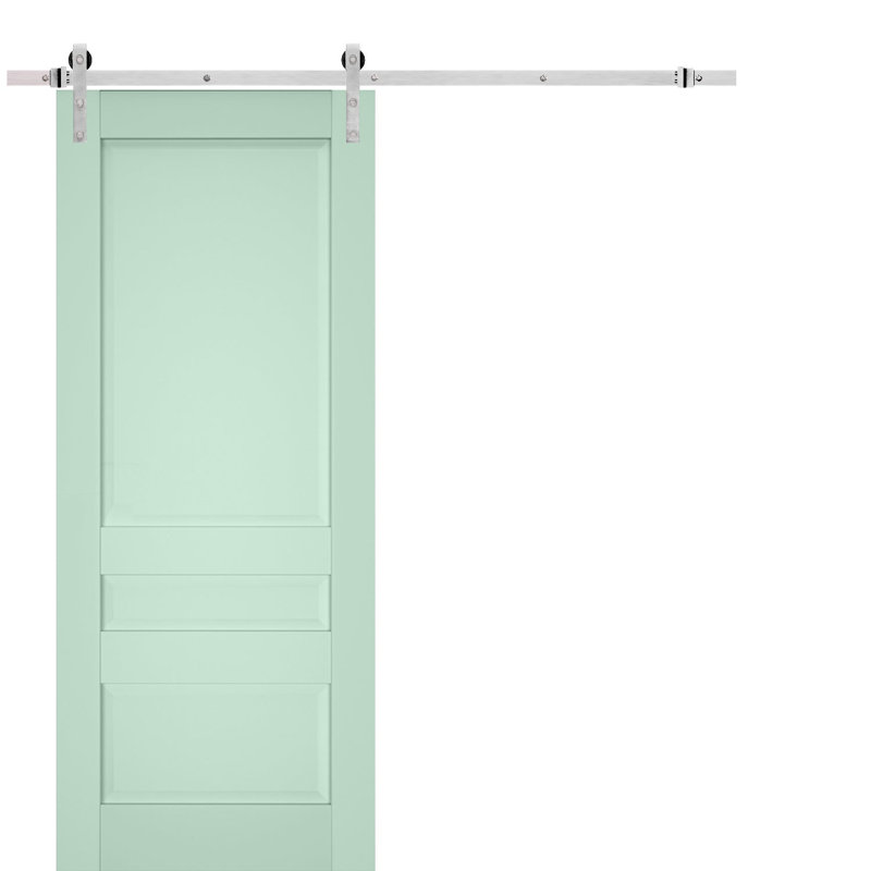 Porte de grange à panneaux en bois Veregio, 32 po x 80 po, Olive