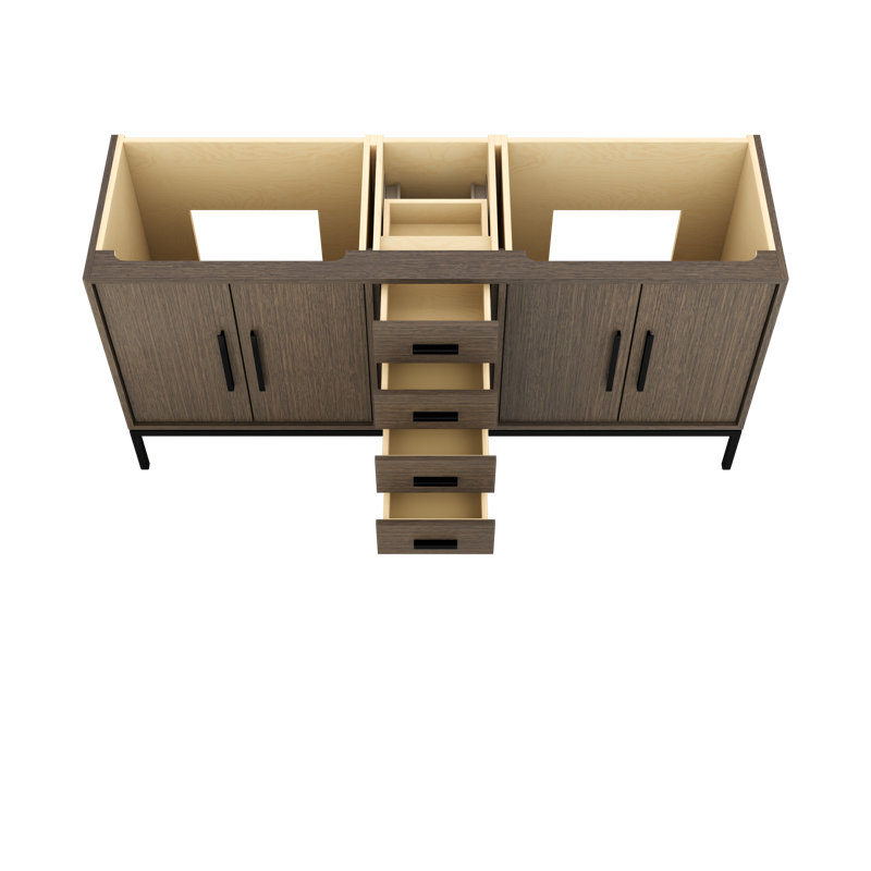 Rift White Oak Double Bath Vanity, 72", Smoked Modern, Matte Black
