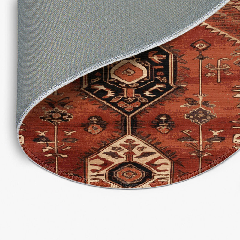 Tapis d'intérieur et d'extérieur brun Persian, Rond 5 pi