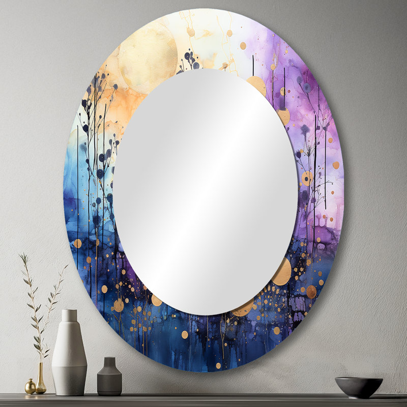 Celestial Serenade II - Miroir mural moderne ovale, 43 po x 33 po