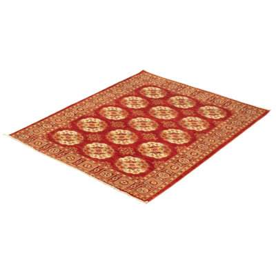Hwit One-of-a-Kind 4'5" X 5'9" 2010s Wool Area Rug in Red