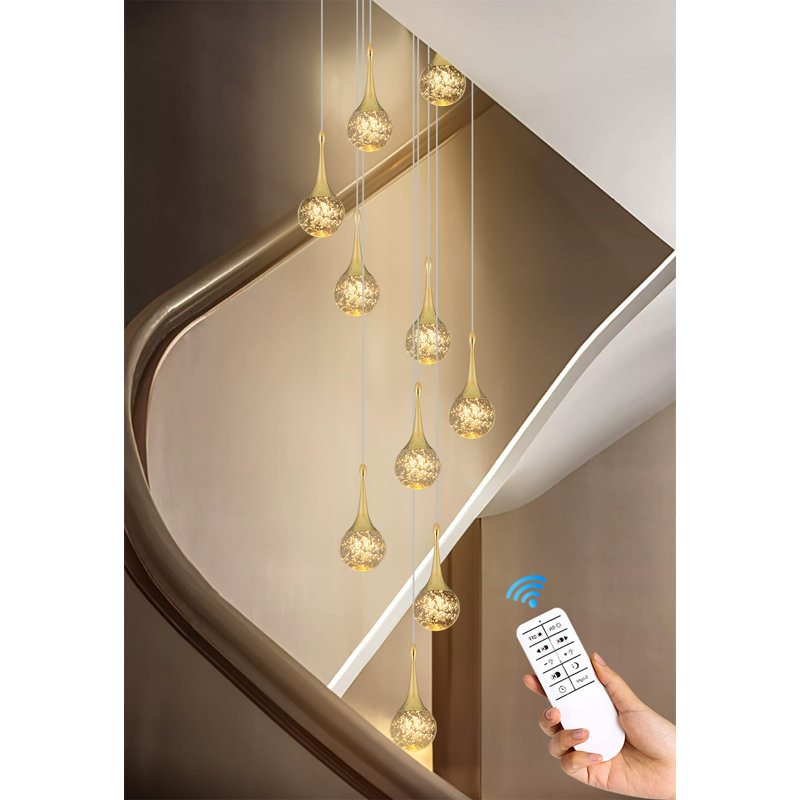 Cornellia 10 - Light Dimmable LED Gold Chandelier Crystal Teardrop Chandelier