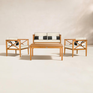 Mondovi Eucalyptus 4 - Person Patio Conversation Set with Cushions