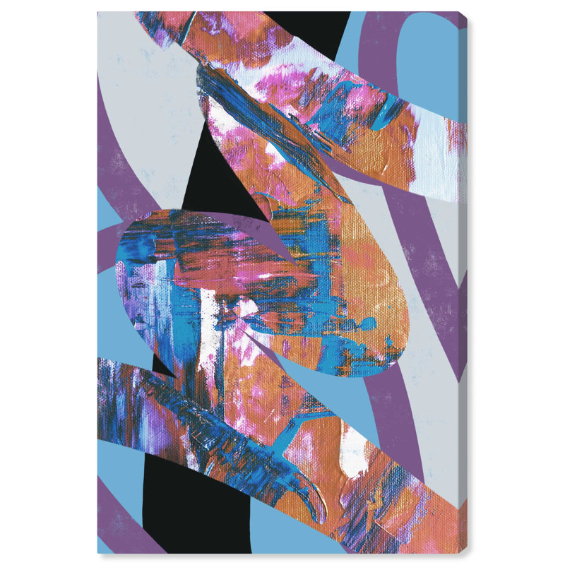Art mural rétro abstrait rétro moderne Glitch, H 30 po x l 20 po, Toile tendue