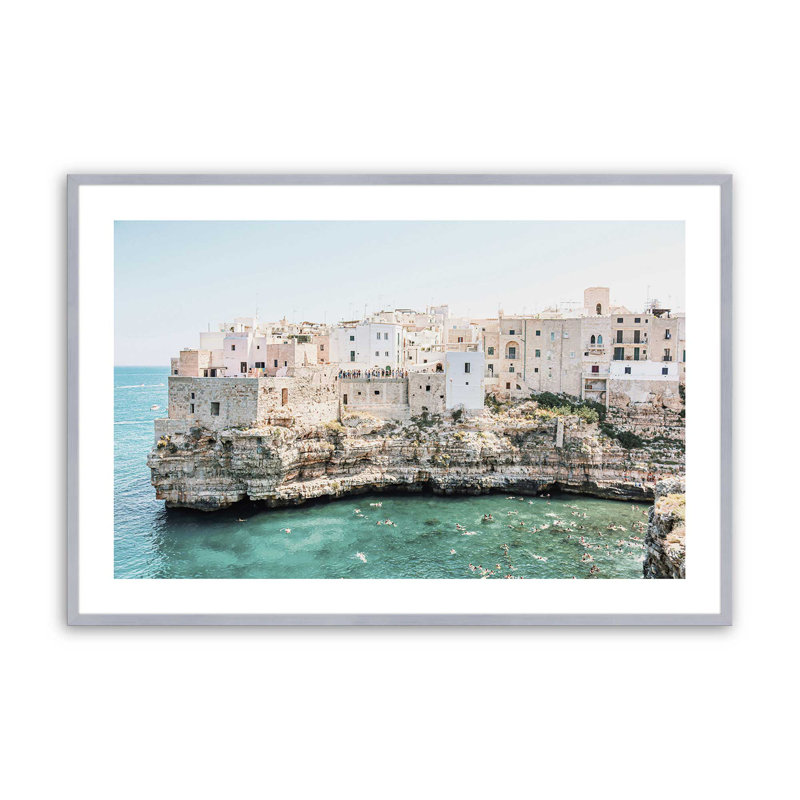Imprimé roulé Ocean's Edge II, sans cadre, H 13,25 po x l 17,25 po x P 1,25 po, Cadre simple en chrome poli poli