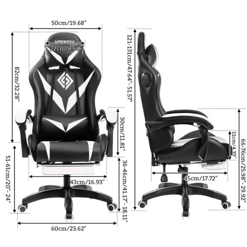 Fauteuil inclinable, ergonomique et pivotant Ivy Bronx, Blanc / noir