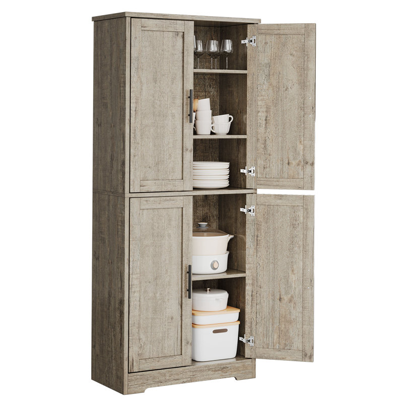 Modern Tall Pantry Cabinet with Adjustable Shelves, Freestanding Storage Organiser for Kitchen Living Room Bathroom Bedroom, Multi-Functional Cupboard with Water-Resistant Finish