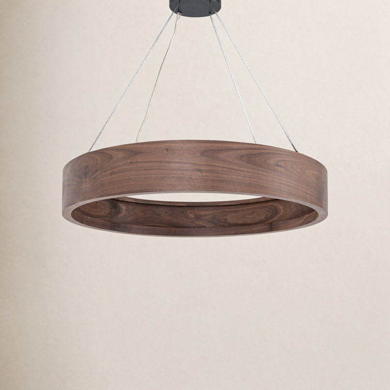 Baum 1 - Light Chandelier, Walnut Veneer, 25" H x 33" W x 33" D
