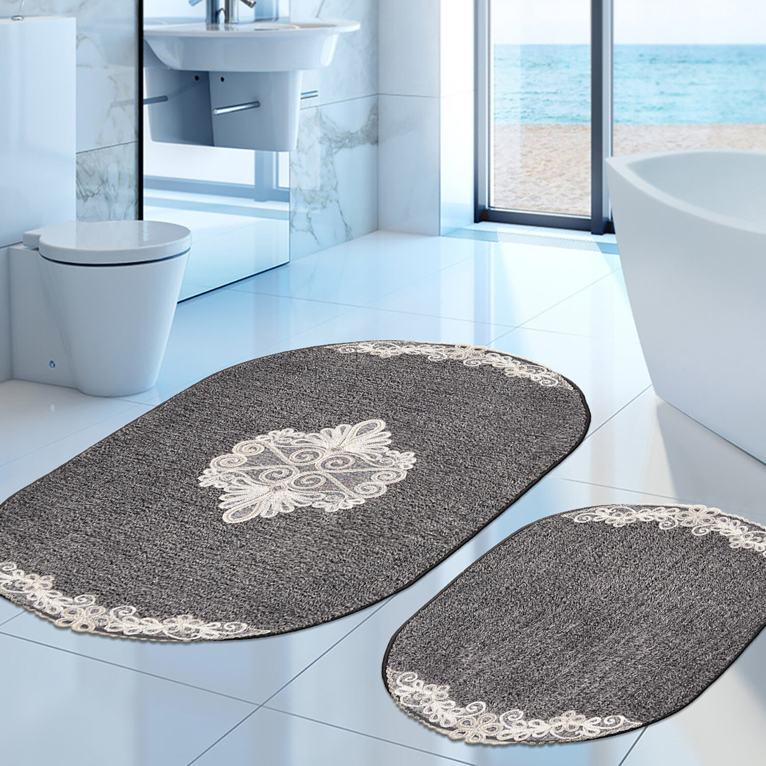 Timblin 2 Piece Bath Mat Set East Urban Home Color: Gray