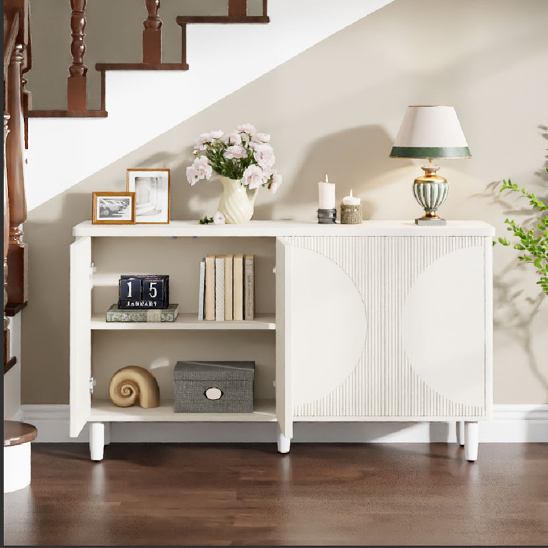 White Modern 59.4'' Sideboard with Semicircle Pattern