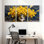 Pivoine dorée dans un vase argenté sur fond foncé, ensemble de 3 impressions sur toile