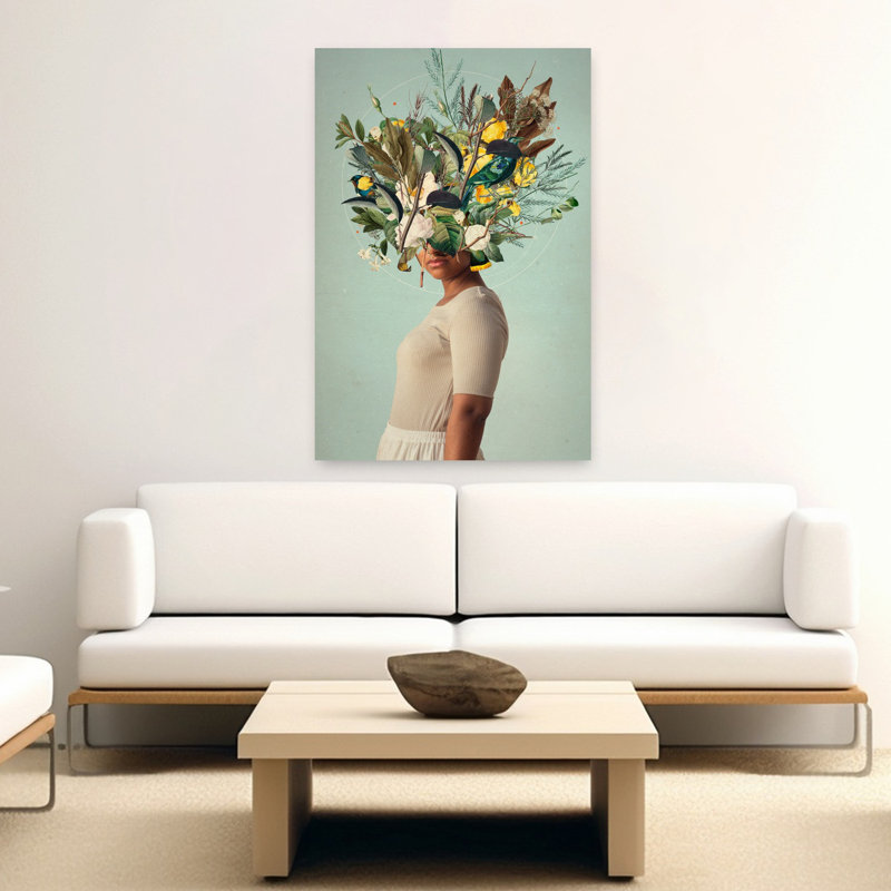 Au moins, la «Will Never Go Out», art abstrait géométrique coloré, plante, fleur, 36" H x 24" W