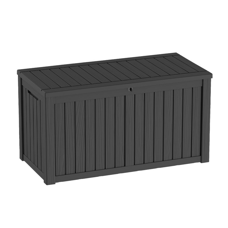Emperic Design 53.37'' W 150 Gallon Water Resistant Resin Lockable Deck Box, 150, Black