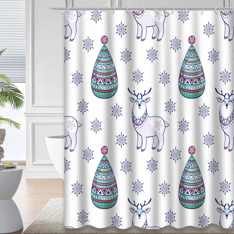 Rideau de douche Christmas Deer, L 72 po x l 78 po