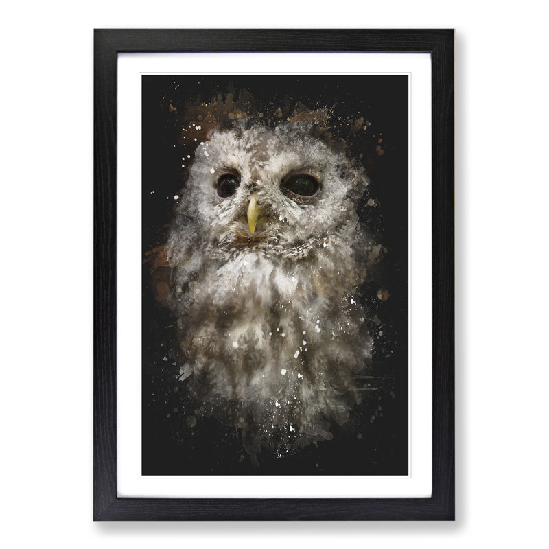 Tawny Owl Vol.1 - Picture Frame Painting, 36cm H x 27cm W x 2cm D, Black Framed