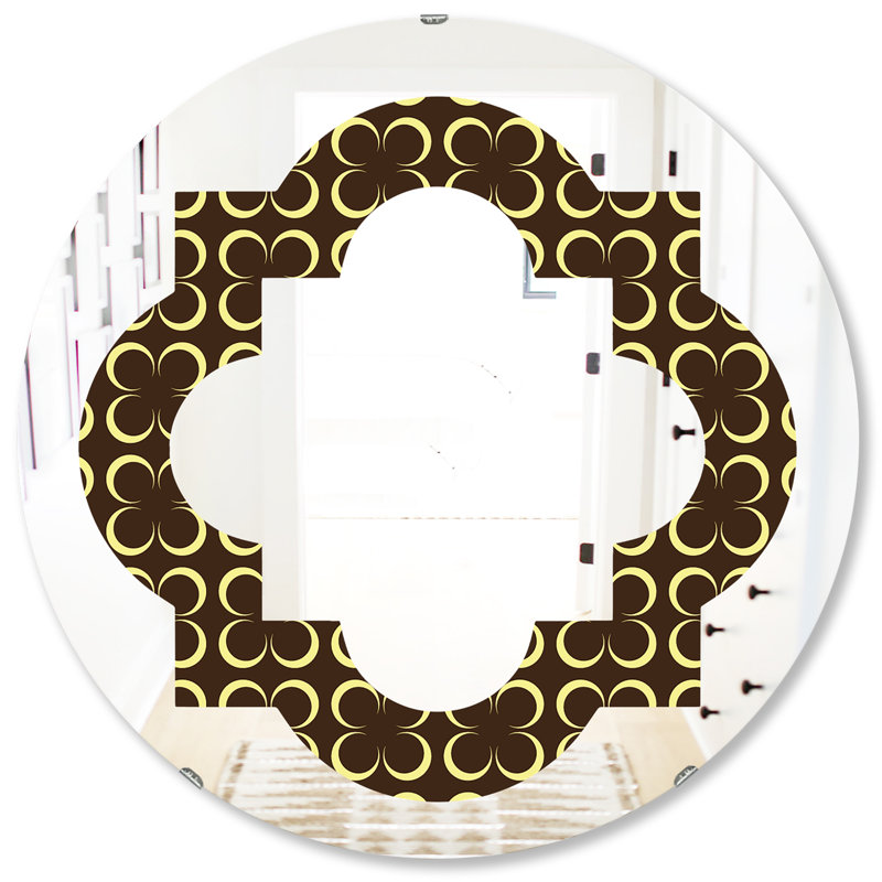 Miroir mural sans cadre quadrilobe floral rétro motif ii glam, H 31,5 po x l po