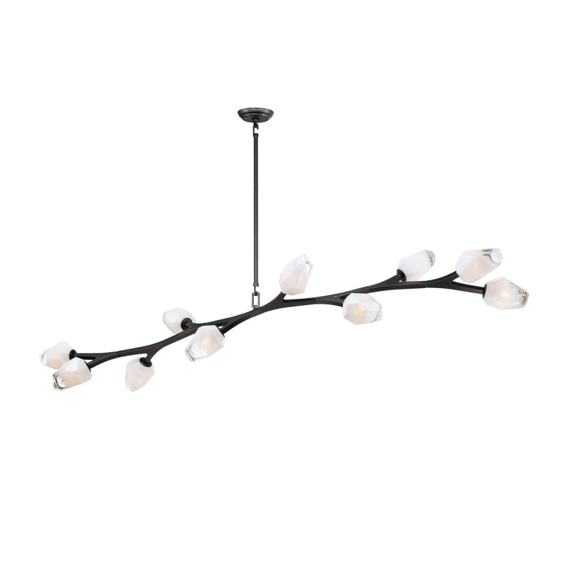 Dreanda 10-Light Crystal Linear Chandelier, Black