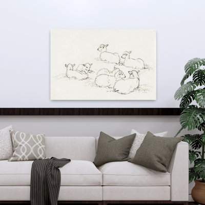 «Six Agneaux couchés», art mural rétro rétro