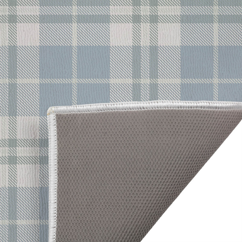 Paillasson Tartan Block, Bleu, L 34 po x L 21 po