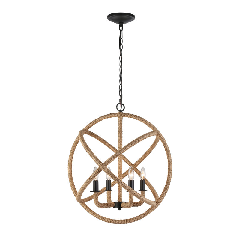 Marina 4-Light Chandelier in Natural White, Black