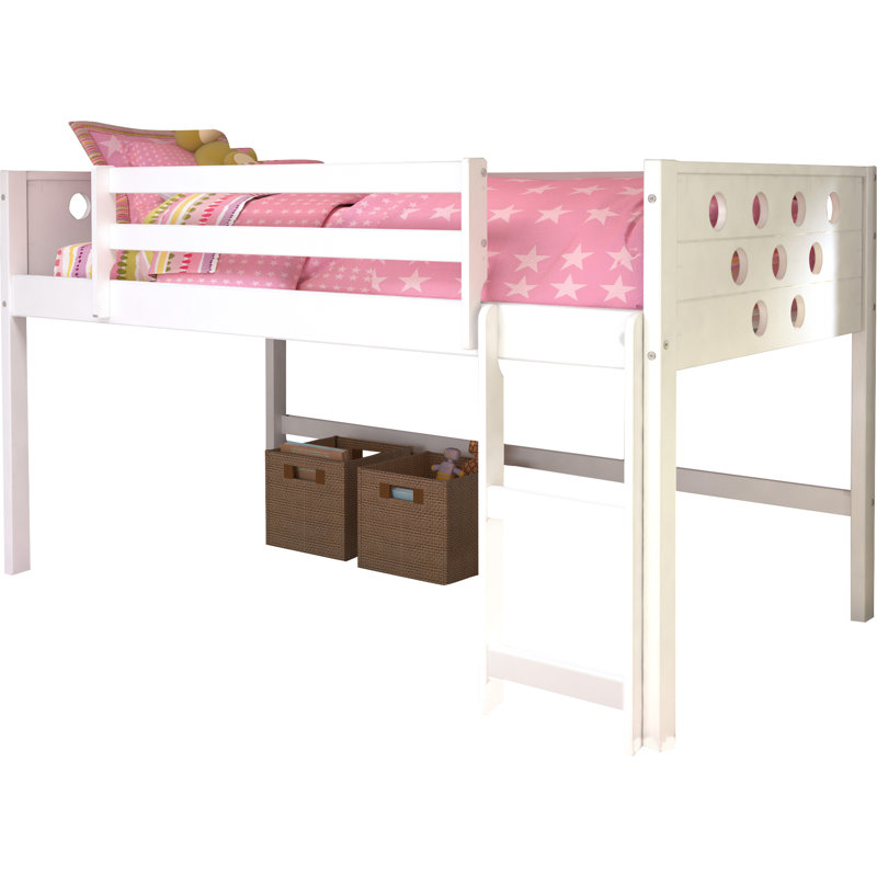 Sote Twin Solid Wood Platform Loft Bed by Harriet Bee, Zebra, White