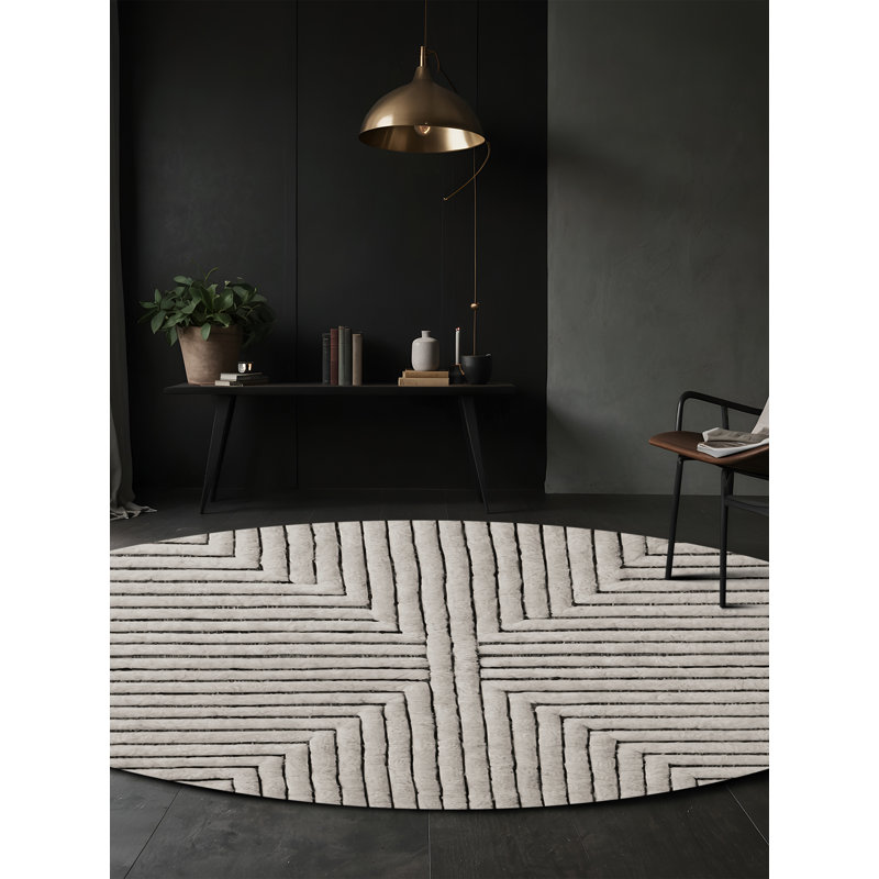 Tapis gris lavable à la machine GSIX03622, Rond 4 pi