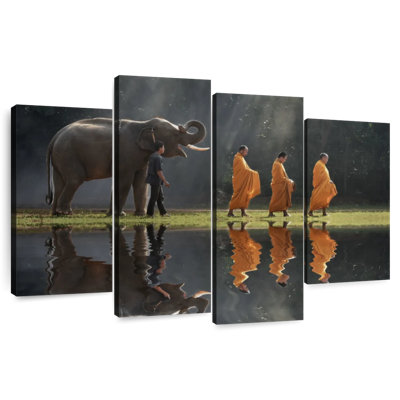 Moines et éléphants bouddhistes Adella