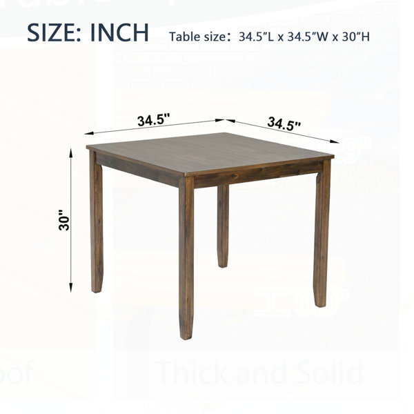 Rongeng Wooden Dining Square Table, Kitchen Table for Small Space, 4 ...