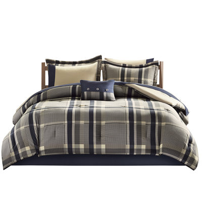 Twin Plaid Comforter Sheets - Soft Brushed Microfiber, Allergen- Filling And Sheet Ensemble Stylish,