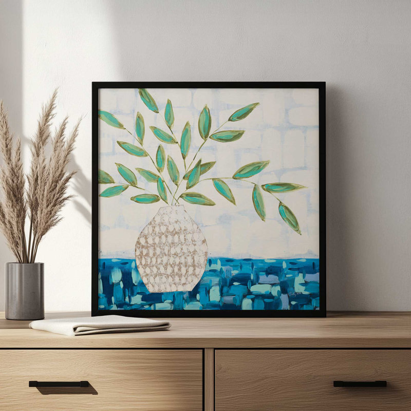 «Joyful Leaves» par Courtney Prahl, reproduction d'art, H 20 po x l 20 po, Argent argent