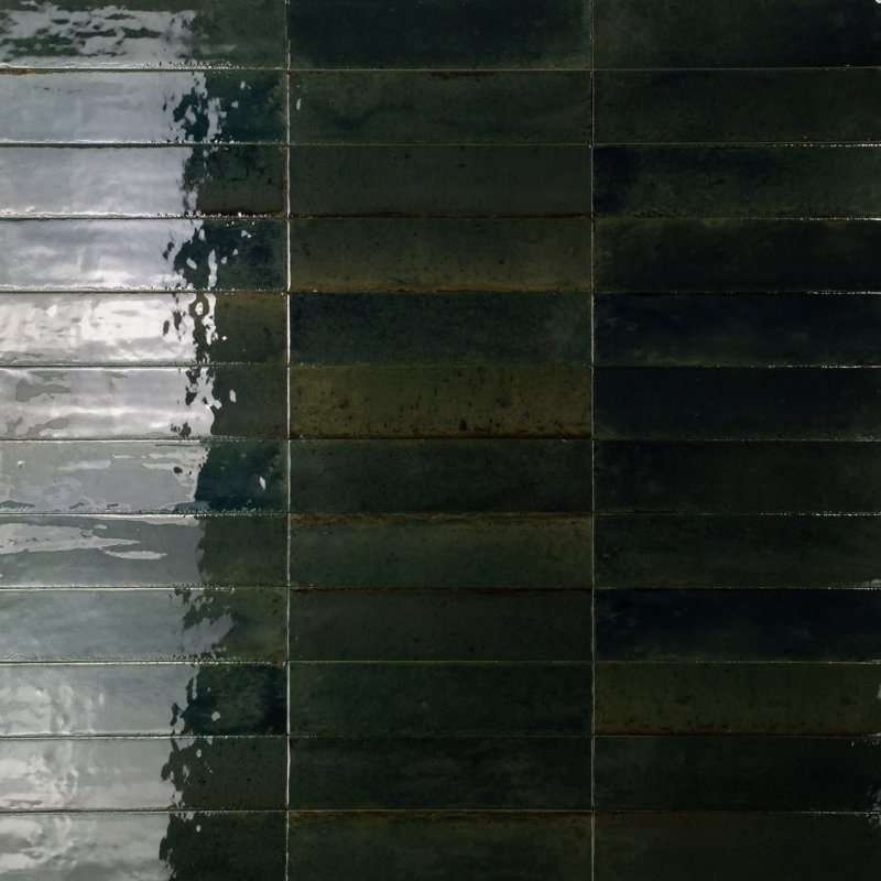 Lucca 2.5" x 9.5" Italian Porcelain Subway Tile, Oliva Emerald Green
