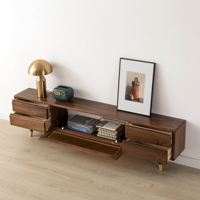 Meuble télé de style nordique minimaliste, Bois brun foncé, 78.74"