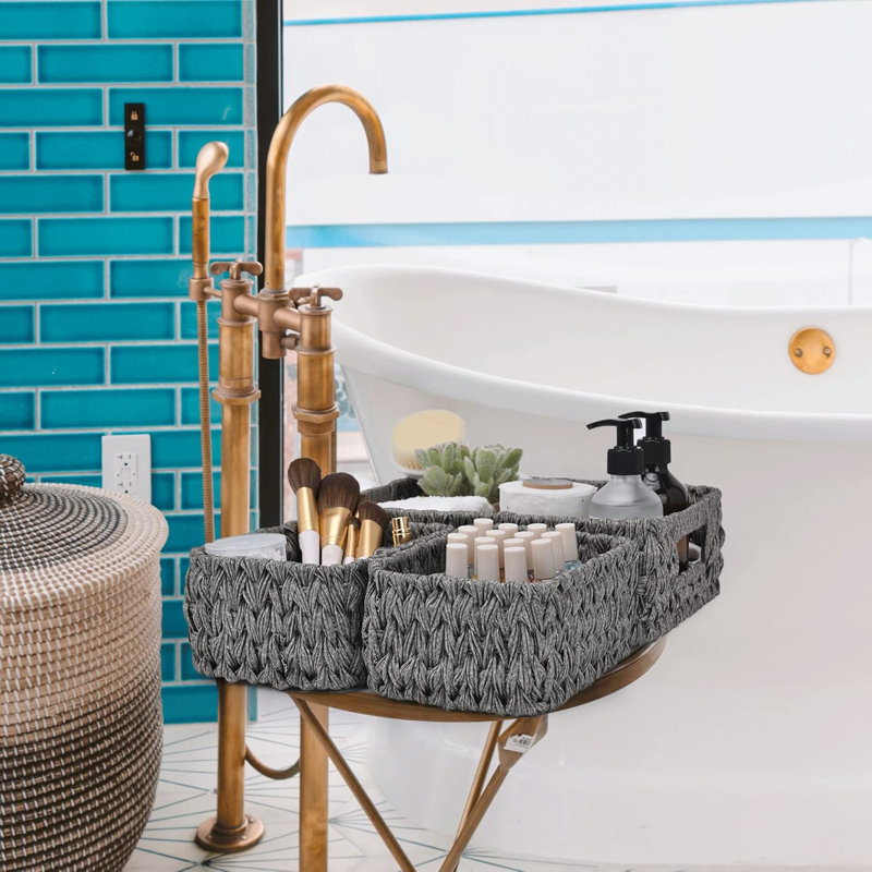 3 Pack Wicker Storage Baskets: Shelf & Vanity Organizing