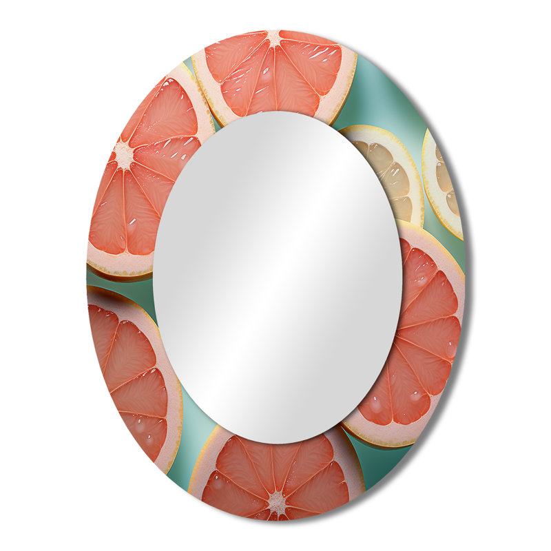 Grapefruit Gradient - Miroir mural ovale traditionnel, 43 po x 33 po