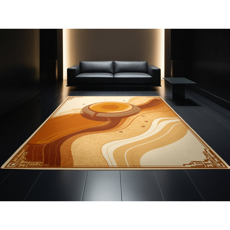 Machine Washable Easton Caramel Flan Global Inspired Vintage Look Rug in Brown – LightBrown Binding, 4x6