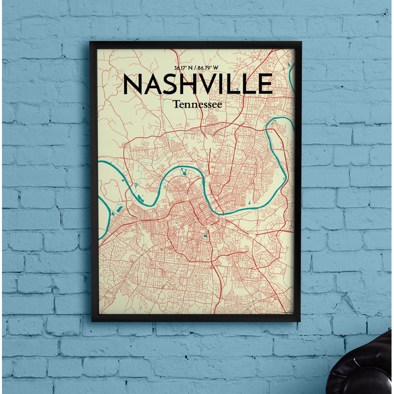 Nashville City Map - No Frame Print, 91.4cm H x 61cm W x 0.13cm D