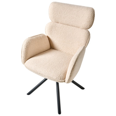 49cm H Polyester Upholstered Upholstered Back Armchair in Beige