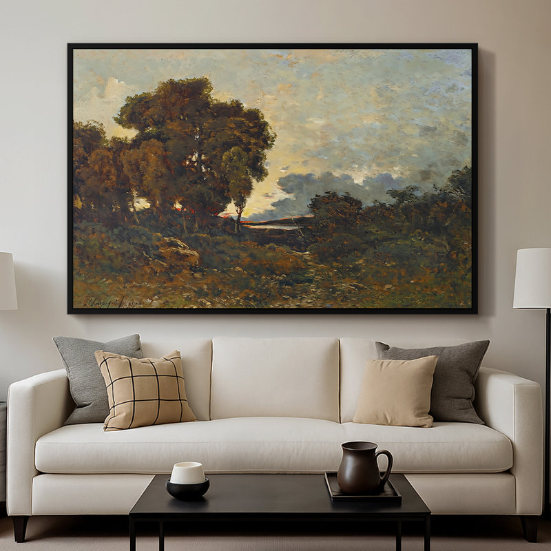 Coucher de soleil sur l'Allier (Soleil couchant sur l'Allier), 1904 - Henri Harpignies, toile tendue avec châssis, 26 x 40