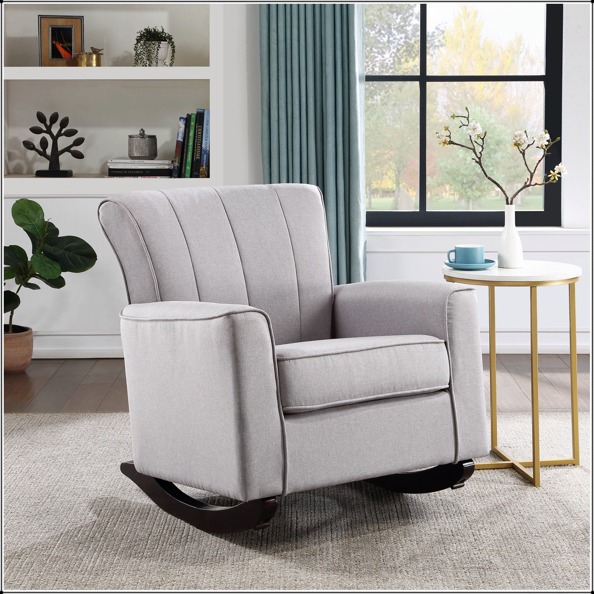 George Oliver Light Grey Rocking Chair With Track Arm | Wayfair