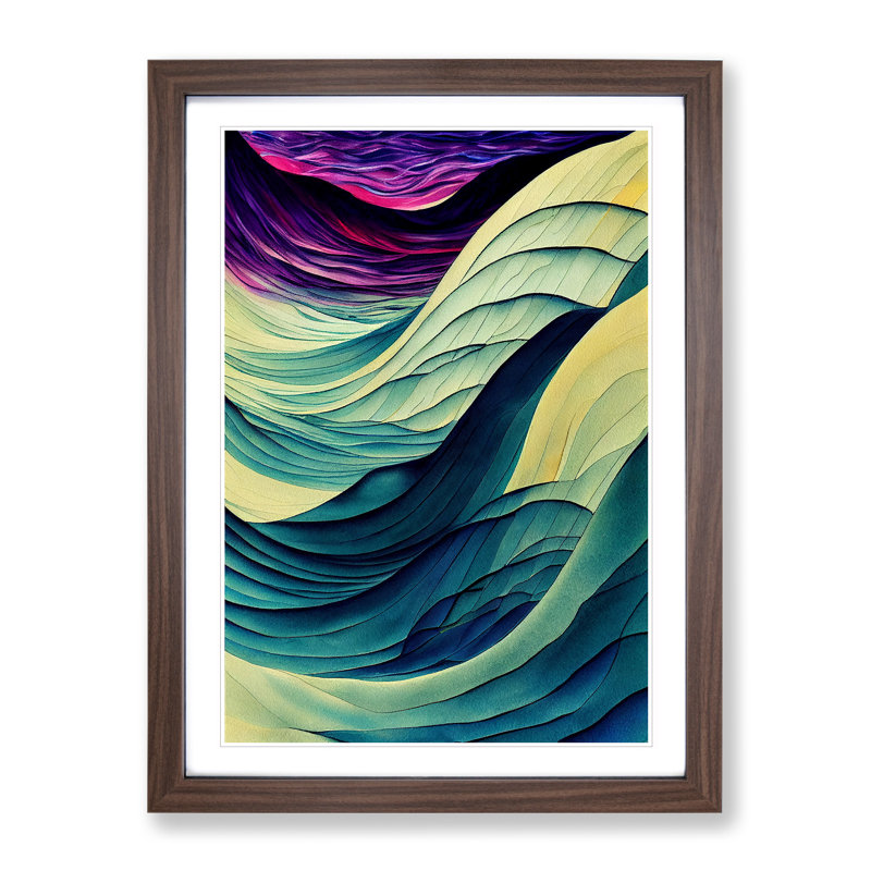 Layers Of An Ocean Wave Abstract No.1 - Wall Art, 36cm H x 27cm W, Walnut Framed, White