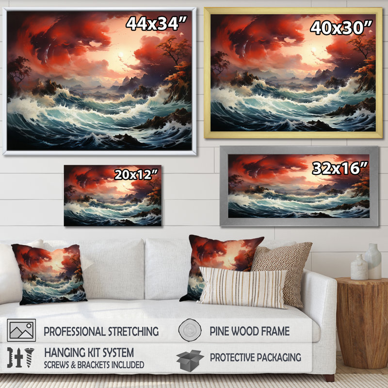 Rosscott Storm Power In Motion II sur impression sur toile, H 30 po x l 40 po x P 1,5 po, Cadre doré à une seule photo