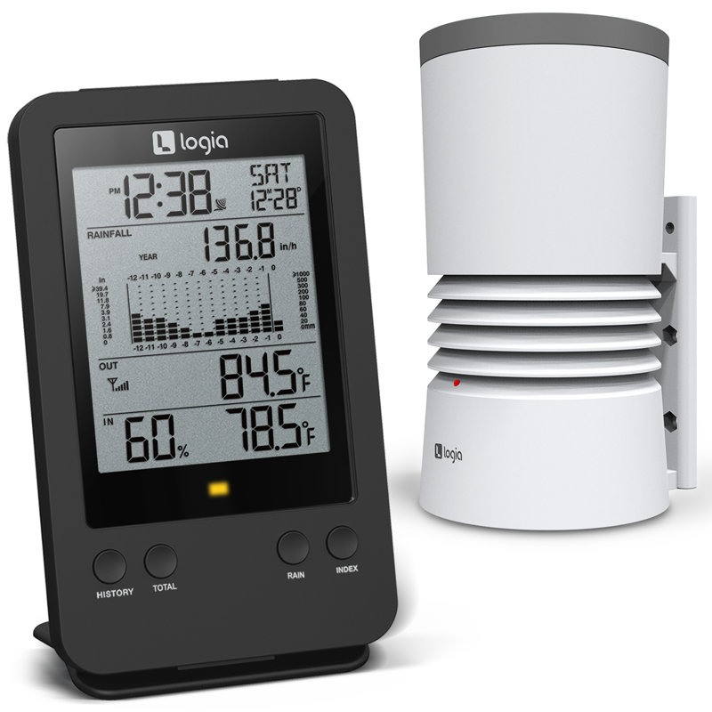 Logia 3-in-1 Rain Gauge Weather Station with Temperature and Humidity